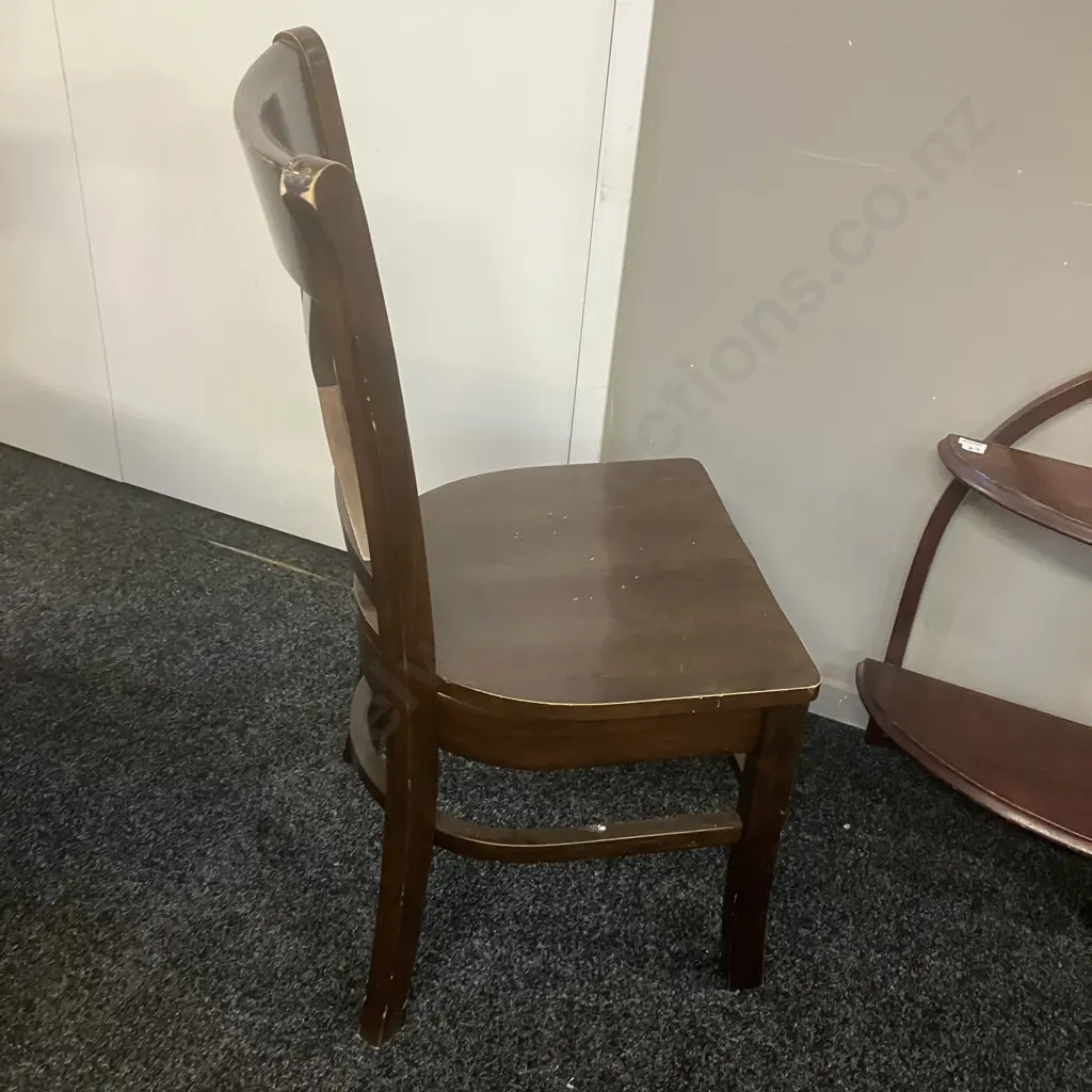 Round Rubberwood Dark Stained Dining Table, Pedestal Base (74 x 107cm) With 4 Curved Cross Backed Dining Chairs Image 1++