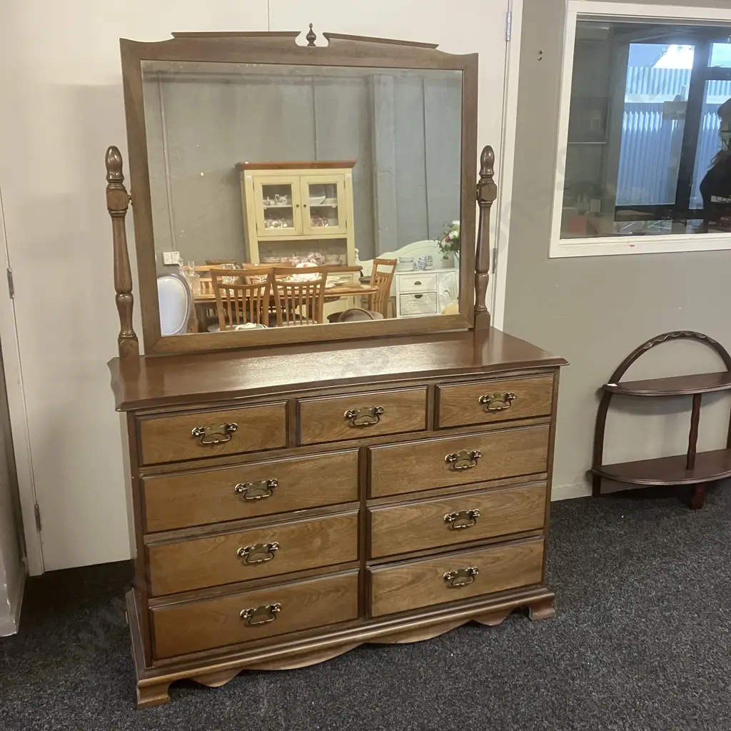 Dalco Fine Furniture Chippendale Dresser With Mirror, 9 Drawers, Original Handles. H175 W125 D46.5cm Image 1++