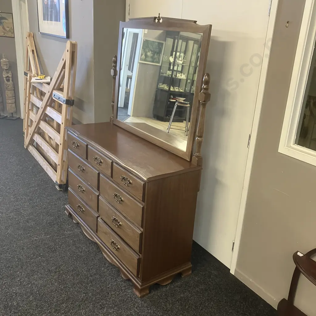 Dalco Fine Furniture Chippendale Dresser With Mirror, 9 Drawers, Original Handles. H175 W125 D46.5cm Image 1++