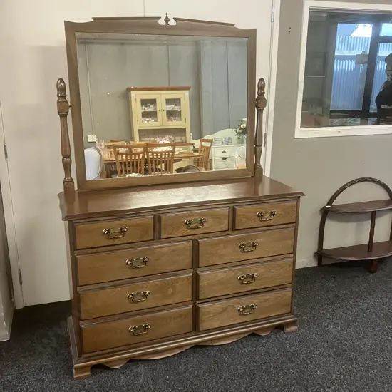 Dalco Fine Furniture Chippendale Dresser With Mirror, 9 Drawers, Original Handles. H175 W125 D46.5cm