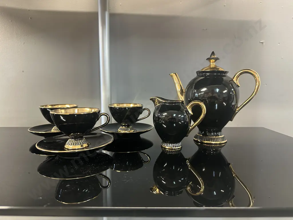 Florentine Black & Gold Teaset Made In Italy Image 1++