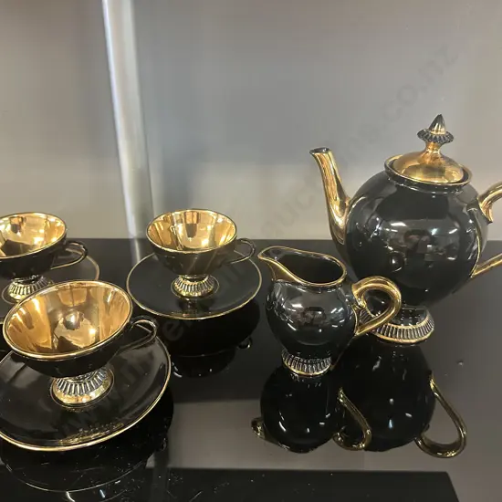 Florentine Black & Gold Teaset Made In Italy