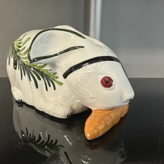 Vintage Ceramic Rabbit Money Bank With Stopper H11,W24cm.