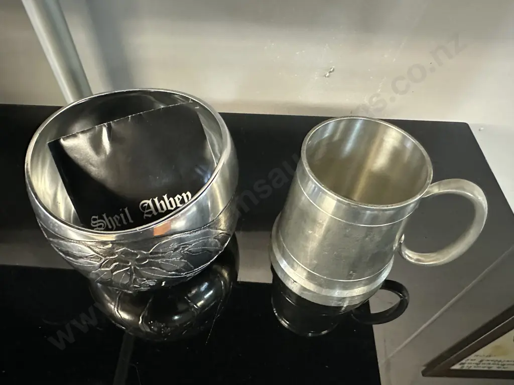 Vintage 'Sheil Abbey' Don Sheil Bowl & Selangor Pewter Beer Stein Image 1++