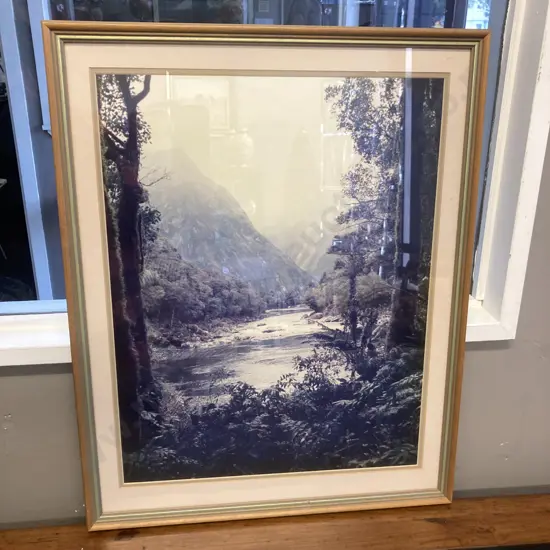 South Island Mountain Scene Photo In Glazed Frame. 60 x 48cm