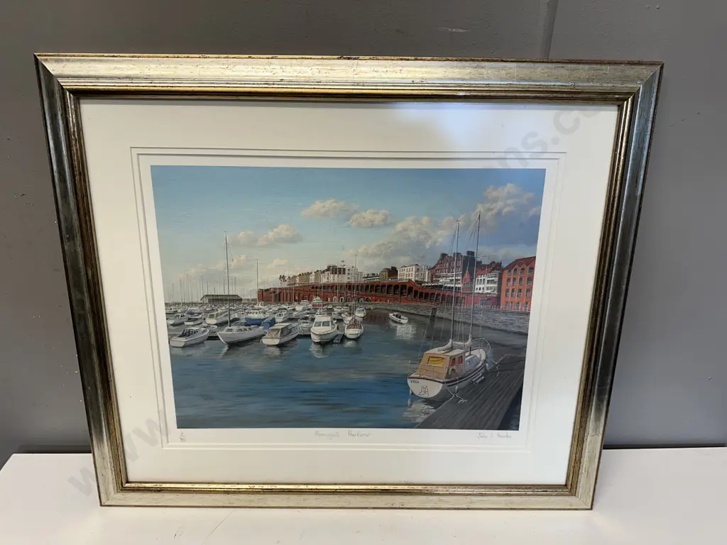 Framed Limited Edition Print 'Ramsgate Harbour' By John L Hawke 2/95 H52,W61cm.  Image 1++