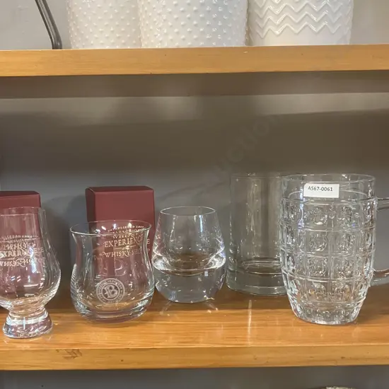 Selection Of Glasses & Beer Steins, Boxed Whiskey Experience Glasses Etc