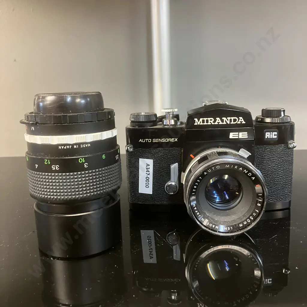 Miranda Auto Sensorex EE #9191777 Auto Miranda E 1:1.8 f=50mm & Soligor EC Tele-Auto 1:2.8 f=135mm Lenses, Black Body Image 1++