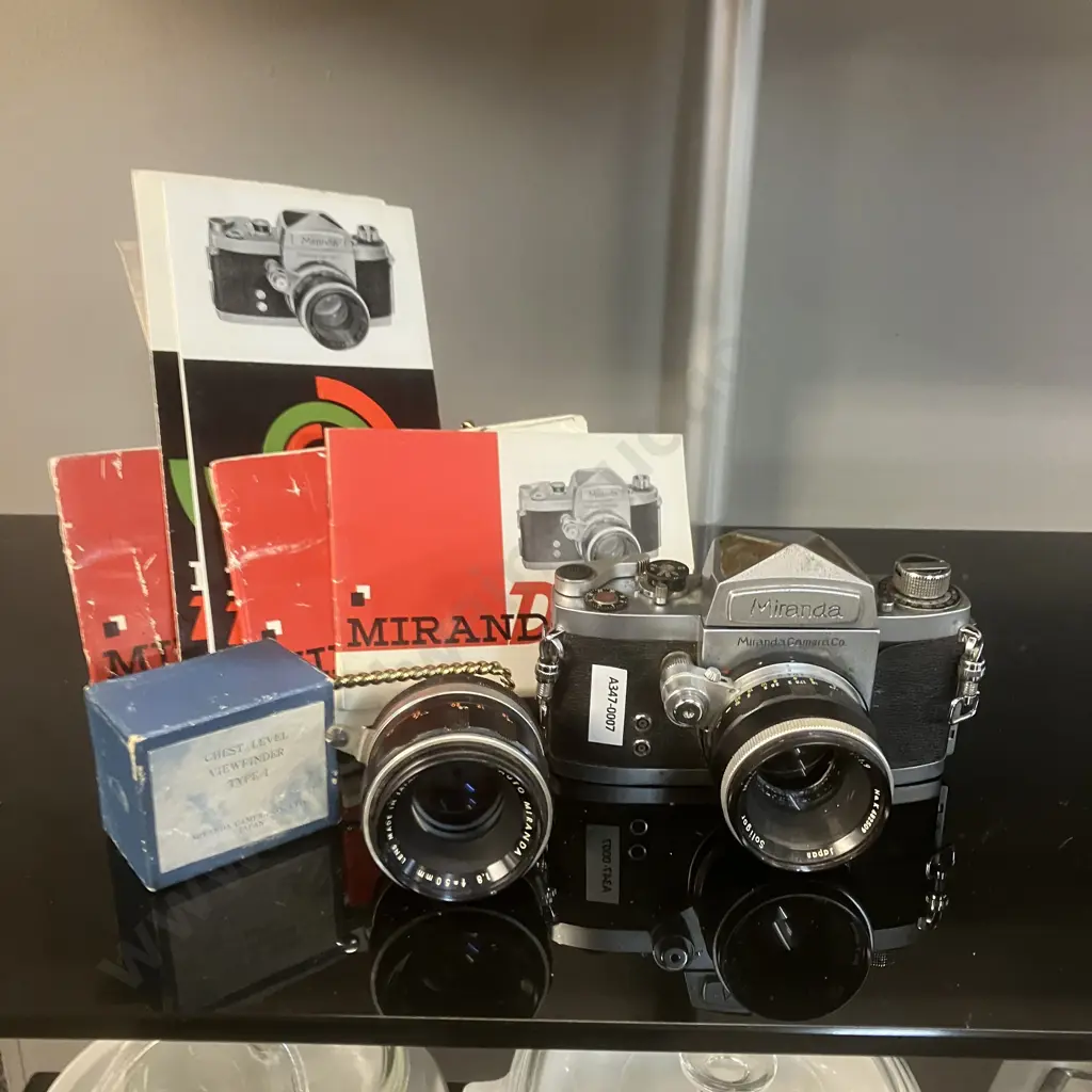 Miranda Model DR1.9 Camera #644368 With SM 50mm 1:1.9 # K482509 & AM 1:1.8 f=50m # 1914452 Lenses, Manuals - 1960 Japan Image 1++