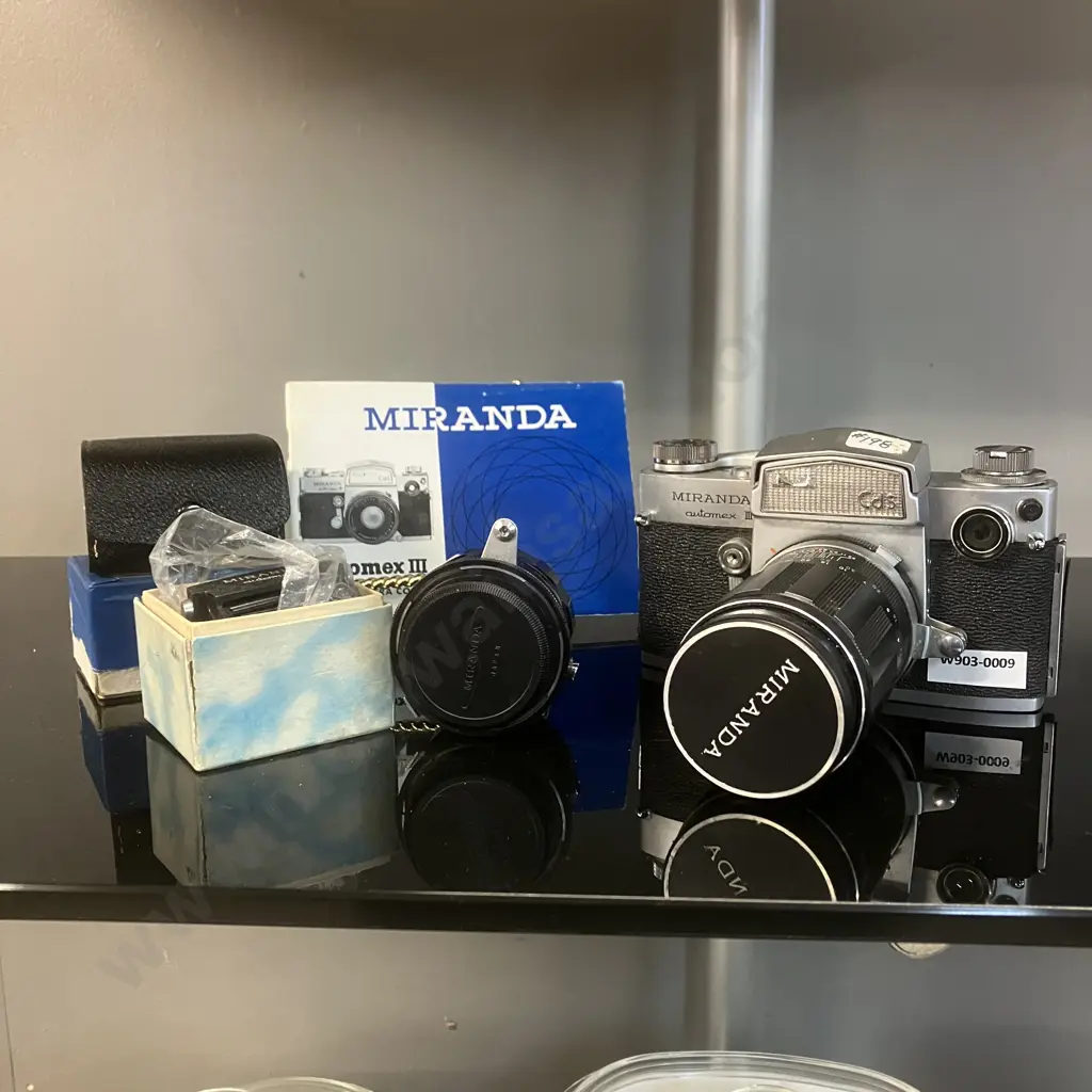 Miranda Automex III Camera #624131 With AM 1:3.5 f=135mm # 2638308 & SM f=5cm 1:1.9 # K48000197 Lenses - 1965 Japan Image 1++
