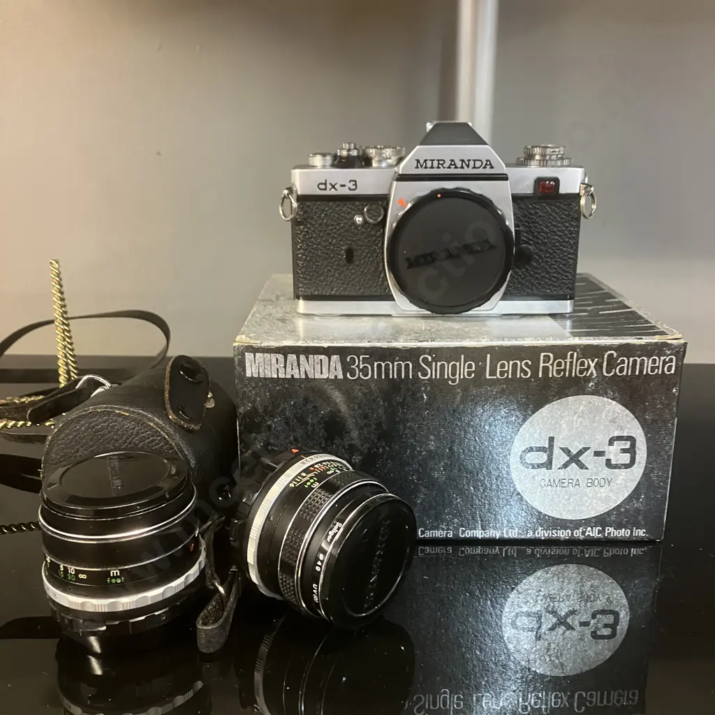 Miranda dx-3 35mm SLR Camera Body With Original Box & Auto Miranda EC 1:2.8 f=28mm & 1:1.8 f=50mm Lenses - 1975 Japan Image 1++