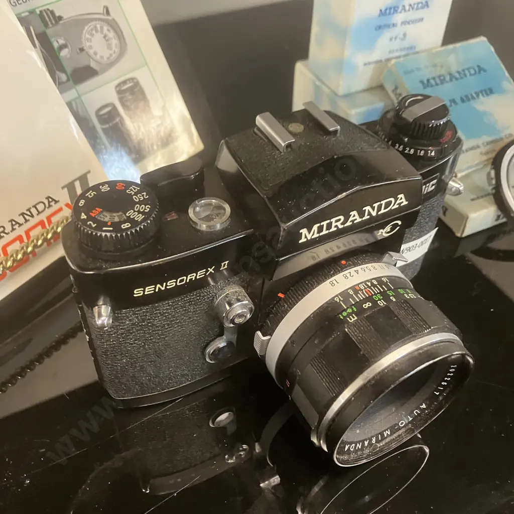 Miranda Sensorex II MC AiC Camera #8368678, Black, Auto Miranda 1:1.8 f=50mm Lens, Manuals - Japan 1972 Image 1++