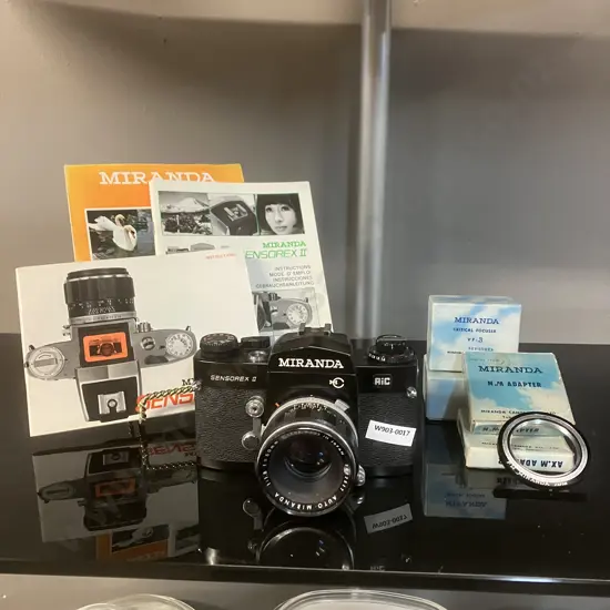 Miranda Sensorex II MC AiC Camera #8368678, Black, Auto Miranda 1:1.8 f=50mm Lens, Manuals - Japan 1972