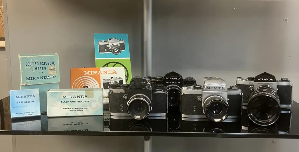 Miranda Model F Cameras & F With T Meter, Lenses, Manual, Flash Gun Bracket, 2 x Coupled Exposure Meters - 1963 Japan Image 1++