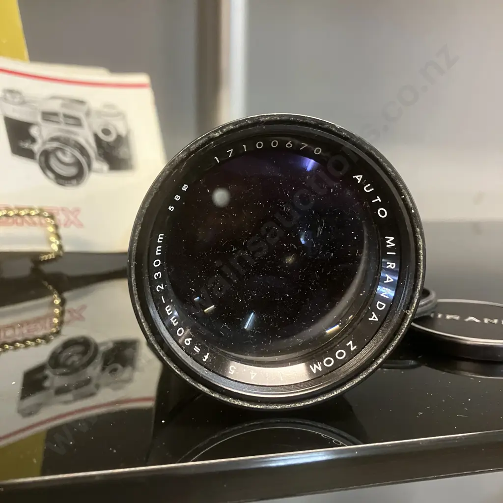 Miranda Sensorex Camera #755313, Auto Miranda 1:1.9 f=50mm & 1:4.5 f=90-230mm Zoom Lens, Manuals - 1967 Japan Image 1++