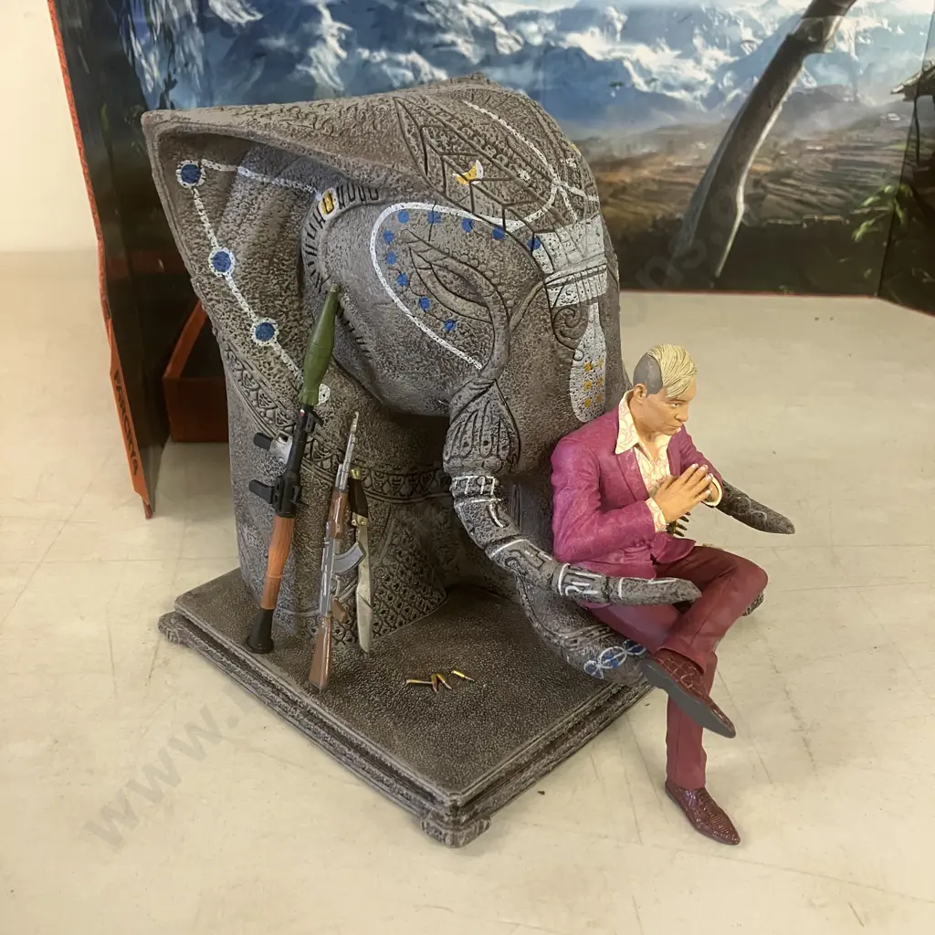 Far Cry 4 Pagan Min Figurine On Elephant Throne With Display Box, Map & Poster - 2014 UBICollectibles Image 1++