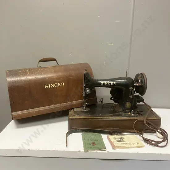 Singer Model 99K Sewing Machine With Manual In Bentwood Case, Serial #EJ257814