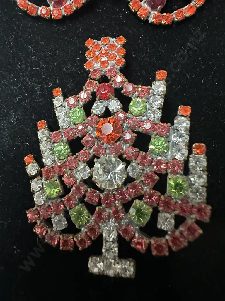 Art Deco Czech Glass Brooches Including Butterfly & Christmas Tree Image 1++