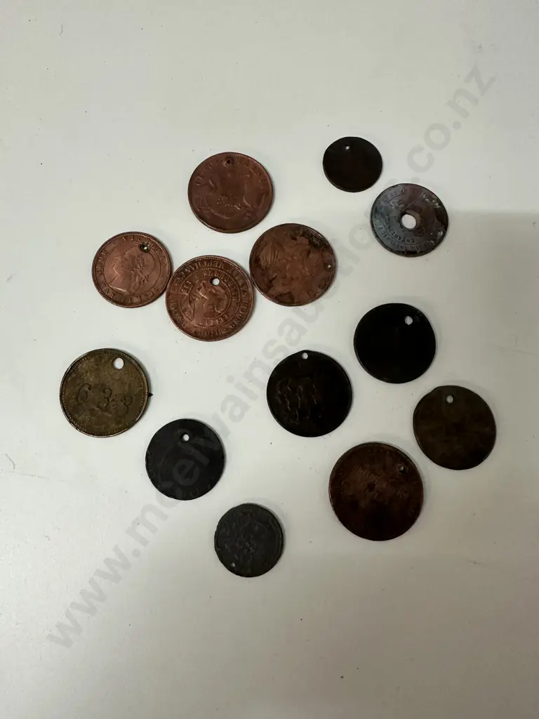 Selection Of Token Coins Including Australian Peace & Plenty, Edward Waters Confectioners, 1897 Victoria Diamond Jubilee Image 1++