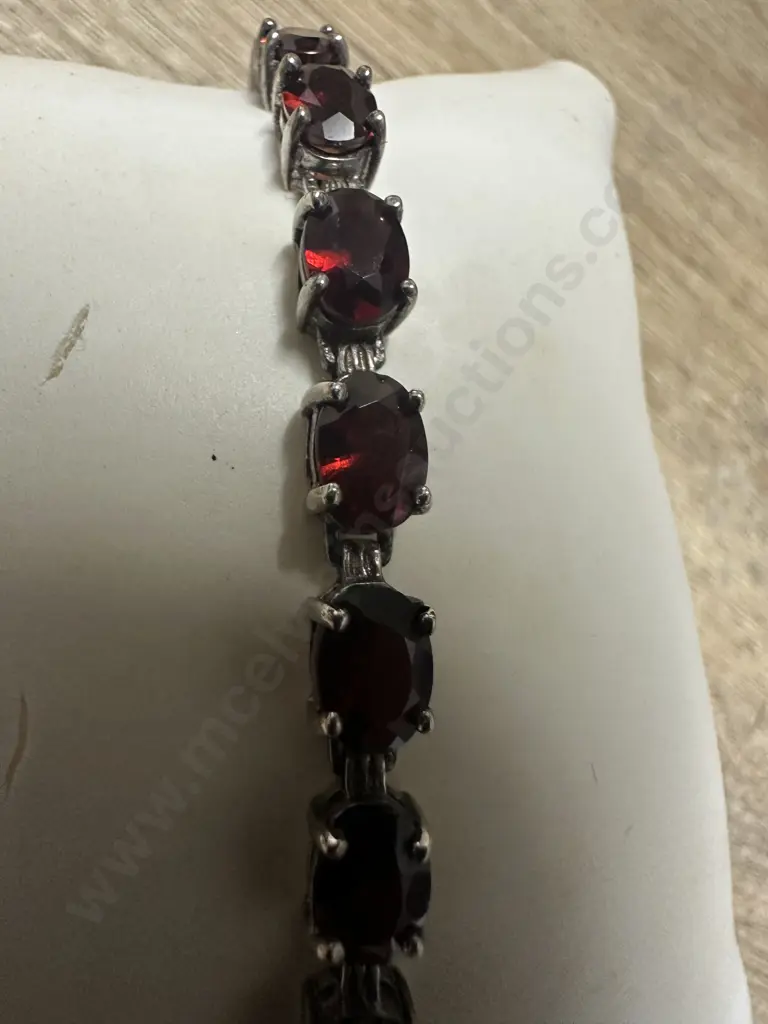 IAK Stamped 925 Garnet Bracelet Image 1++