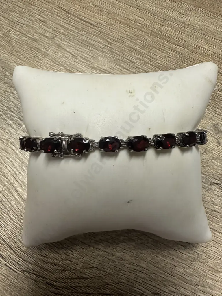 IAK Stamped 925 Garnet Bracelet Image 1++