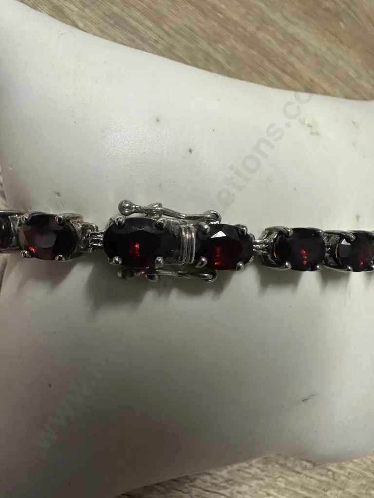 IAK Stamped 925 Garnet Bracelet Image 1++