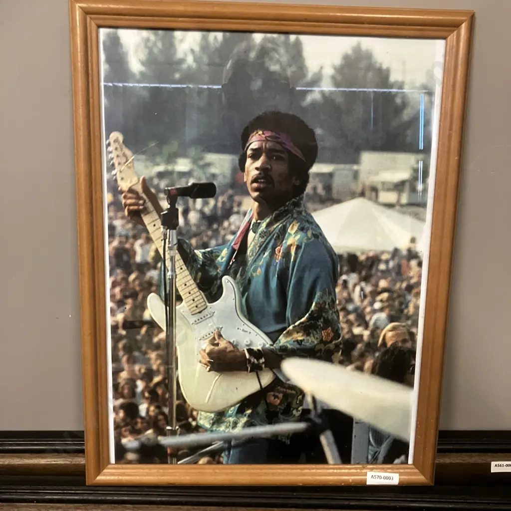 Jimi Hendrix At Newport Festival Framed Glazed Picture, 44 x 34cm Image 1++