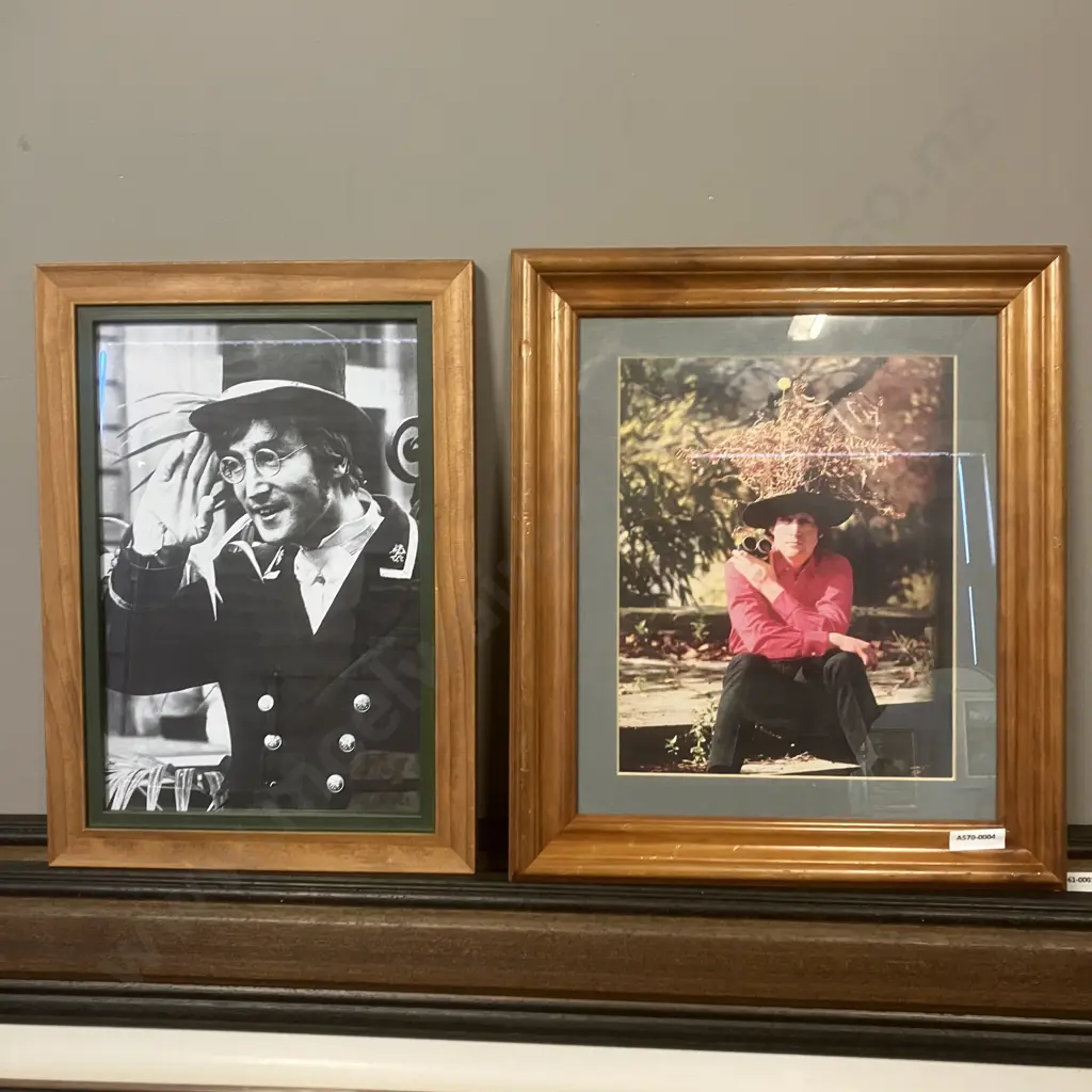 Pair of John Lennon Framed Glazed Pictures, 37 x 32cm & 36.5 x 26cm Image 1++