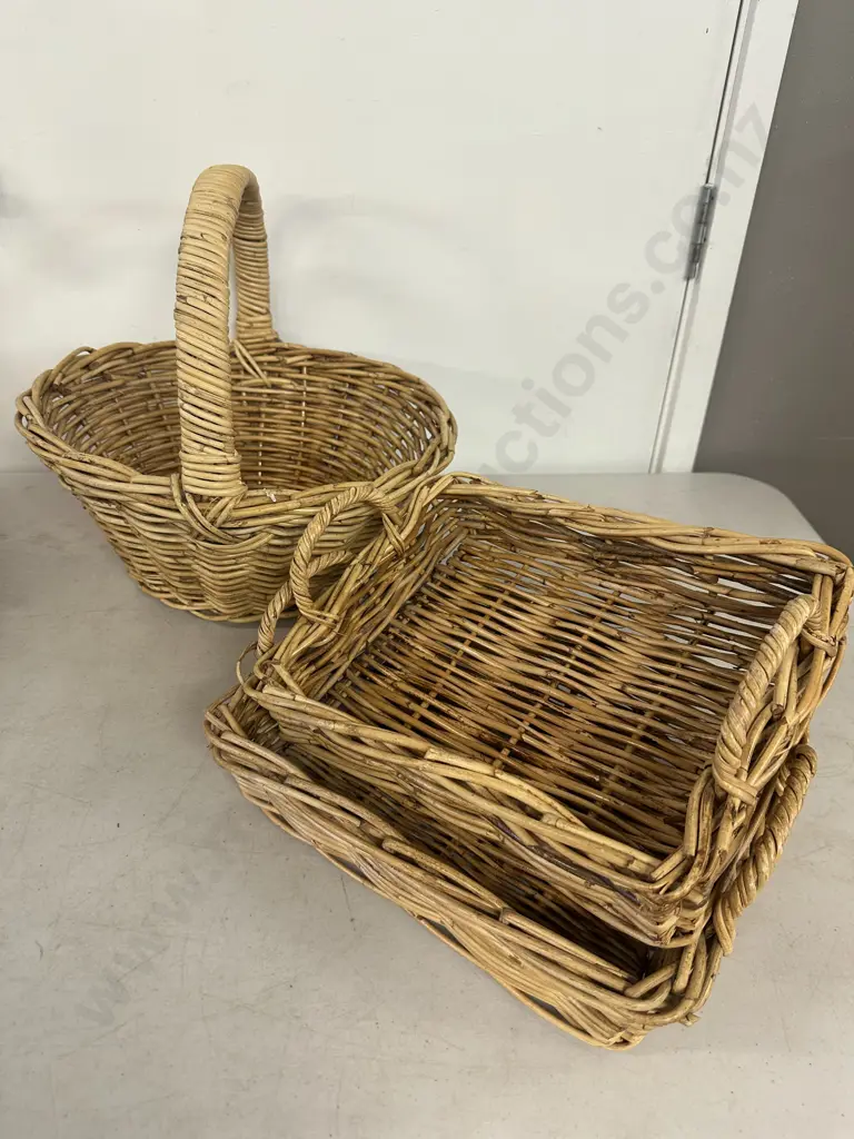 Assorted Cane Baskets x3 Image 1++