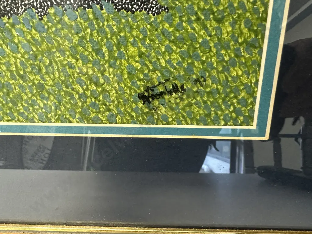 Signed Framed Artwork - 3 x Stylized Figures Stippled Technique. 50 x 60cm Image 1++