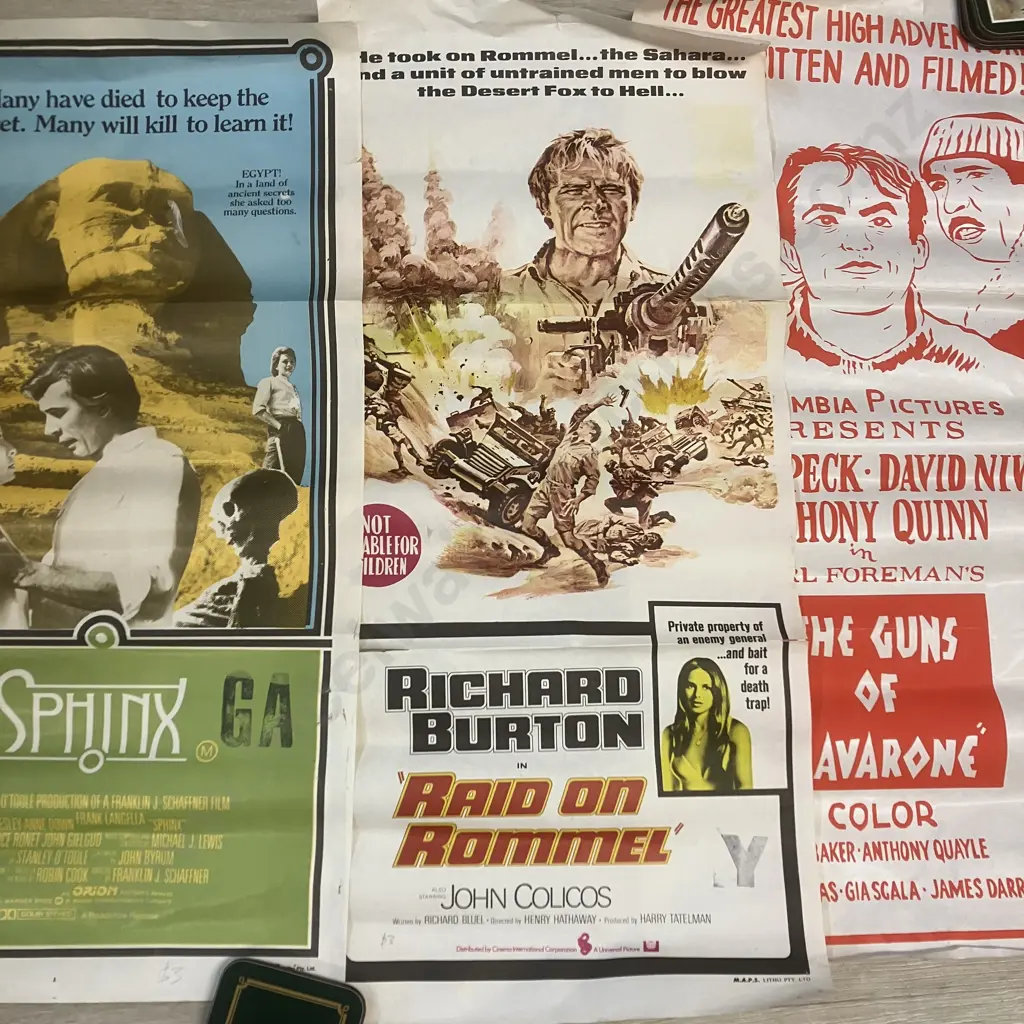 Four Original Insert Movie Posters - Raid On Rommel, Sphinx, Guns Of Navarone, Sergeant Was A Lady Image 1++