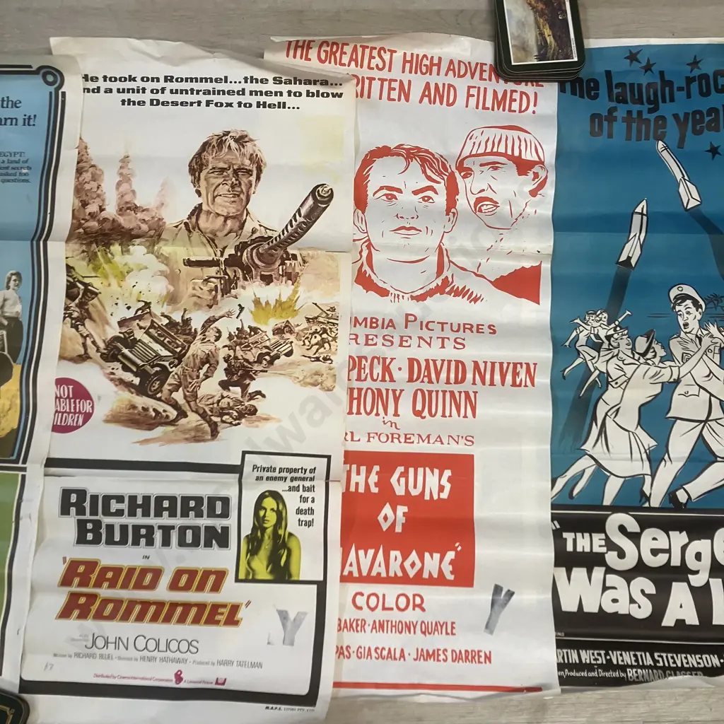 Four Original Insert Movie Posters - Raid On Rommel, Sphinx, Guns Of Navarone, Sergeant Was A Lady Image 1++