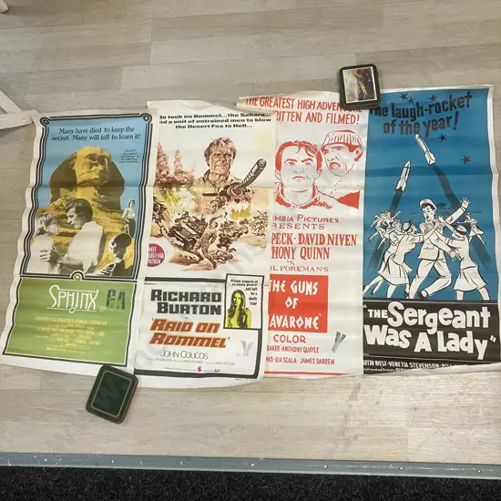 Four Original Insert Movie Posters - Raid On Rommel, Sphinx, Guns Of Navarone, Sergeant Was A Lady
