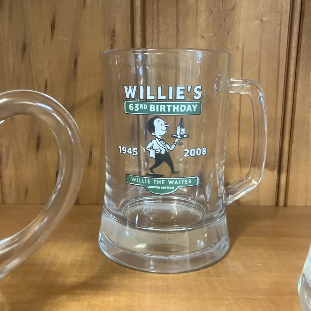 Pair of Waikato Draught Willie's 54th Birthday Glass Handles & Willie's 63rd Glass Handle Image 1++