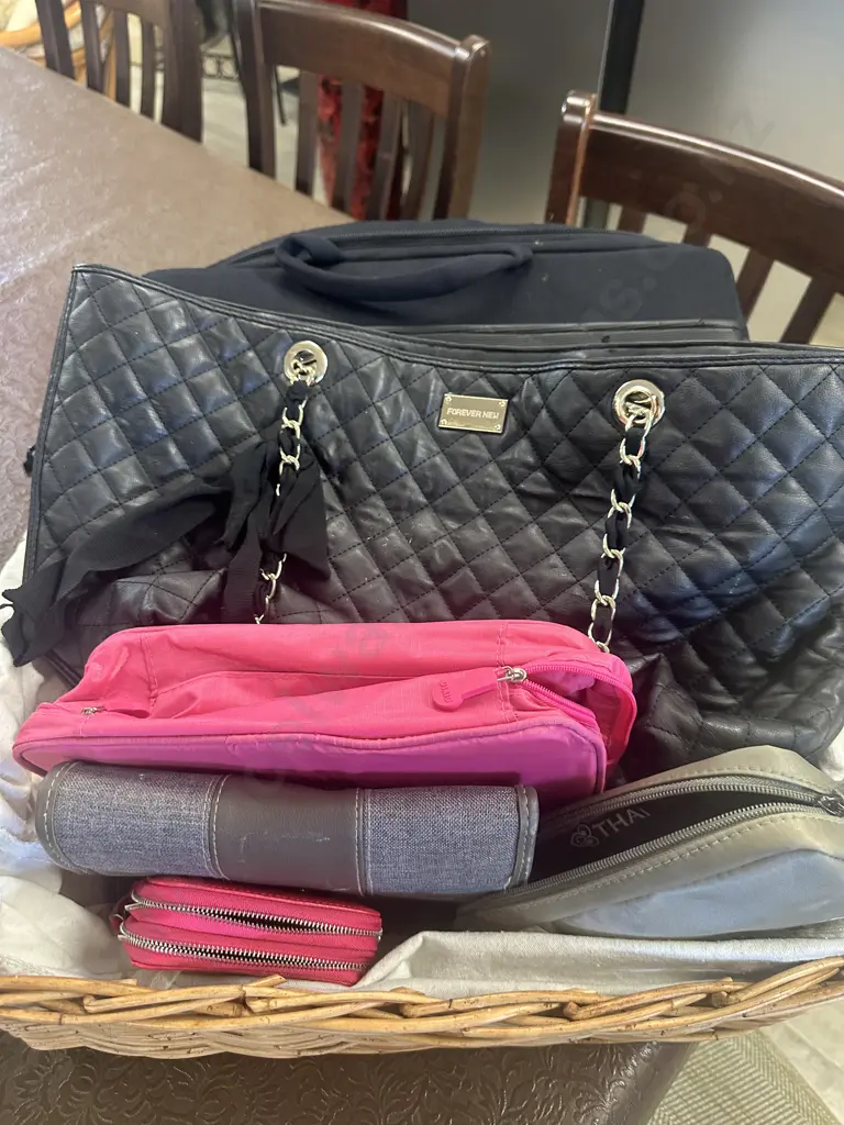 Cane Basket With Assorted Bags With Assorted Bags, Laptop Bags Etc Including Forever New  Image 1++