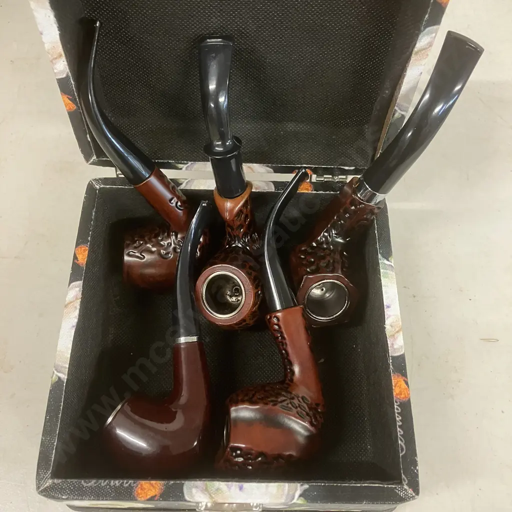 Five Tobacco Pipes In Tulip Case Image 1++