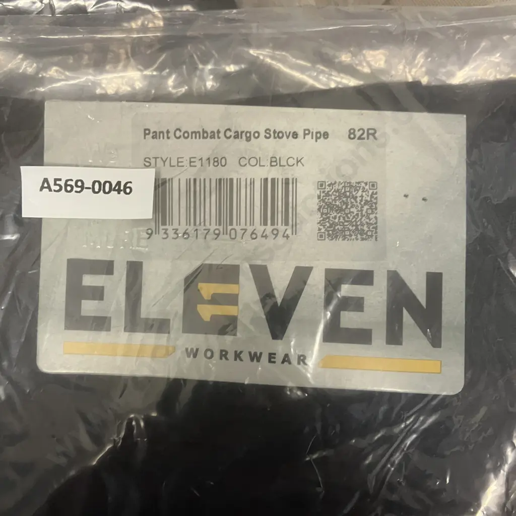 ELEVEN Workwear Pant Combat Cargo Stove Pipe - 2 x Size 82R Black, 1 x Size 82R/32 Khaki Image 1++