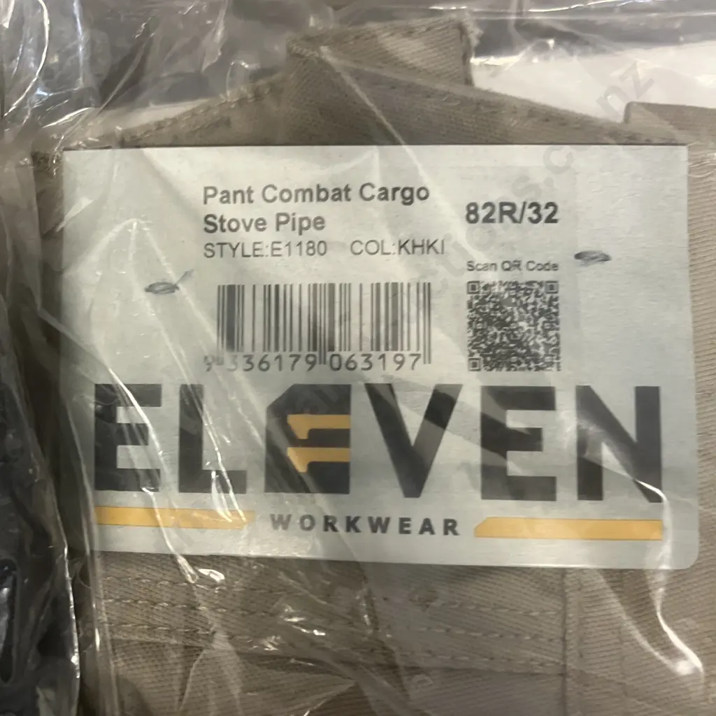 ELEVEN Workwear Pant Combat Cargo Stove Pipe - 2 x Size 82R Black, 1 x Size 82R/32 Khaki Image 1++