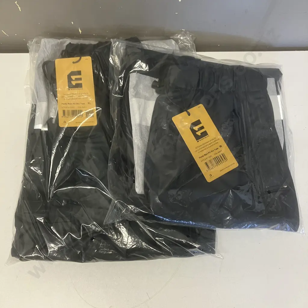 ELEVEN Workwear Pants Rain PU Bio Tape, Navy 1 x Size XL & 1 x Size L Image 1++