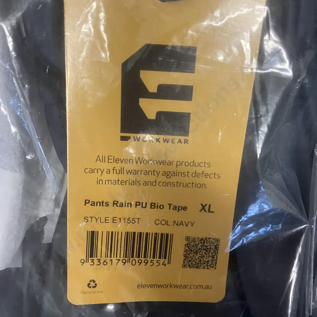 ELEVEN Workwear Pants Rain PU Bio Tape, Navy 1 x Size XL & 1 x Size L Image 1++