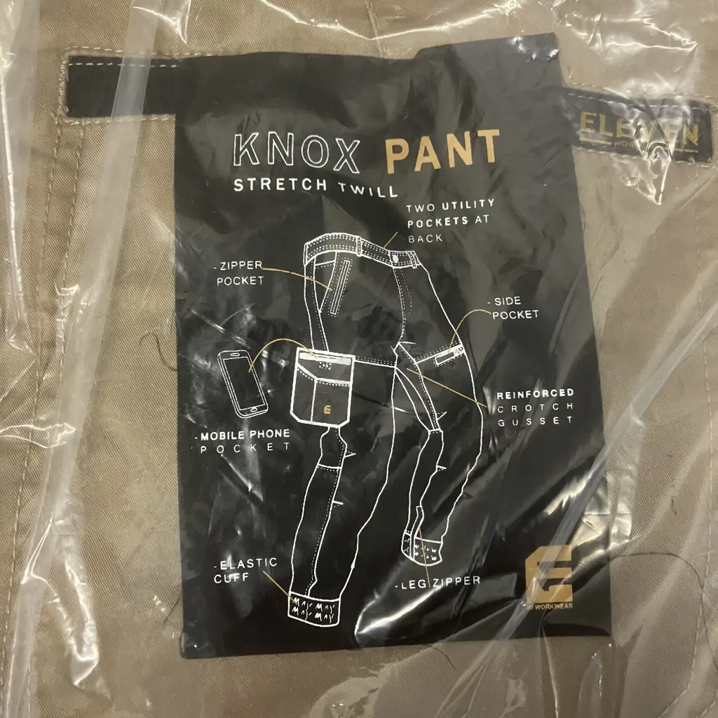 ELEVEN Workwear The Strike Pant Size 77R Black & Stretch Pant w Contrast Pocket Size 77R/30 Khaki Image 1++