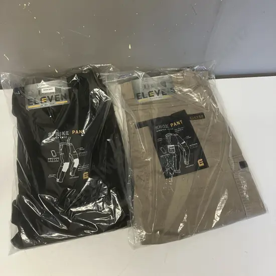 ELEVEN Workwear The Strike Pant Size 77R Black & Stretch Pant w Contrast Pocket Size 77R/30 Khaki