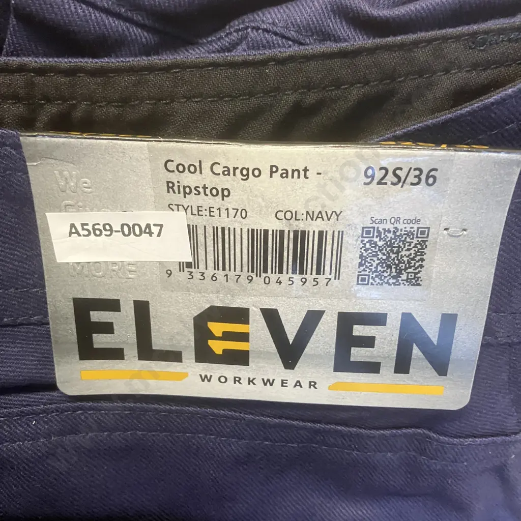 ELEVEN Workwear Cool Cargo Pant Ripstop w P Tape 2 x Sz 92S/36 Navy, 1 x Cool Cargo Pant Ripstop Sz 92S/36 Navy Image 1++