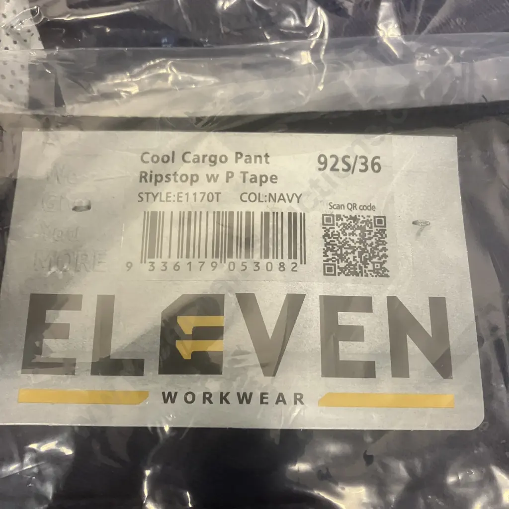 ELEVEN Workwear Cool Cargo Pant Ripstop w P Tape 2 x Sz 92S/36 Navy, 1 x Cool Cargo Pant Ripstop Sz 92S/36 Navy Image 1++