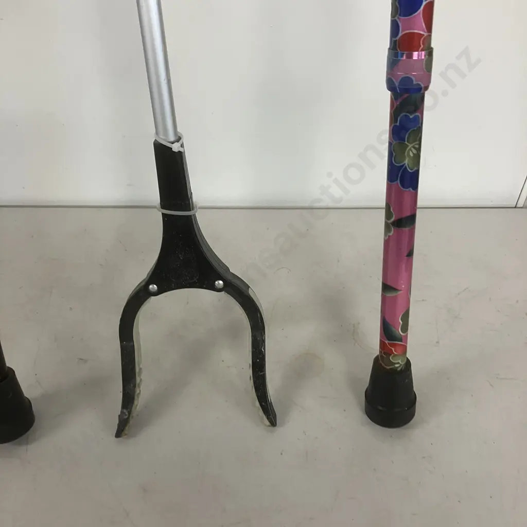 Cubro Rehab Adjustable Walking Stick, Pink Adjustable Walking Stick & Pick Up Tool Image 1++