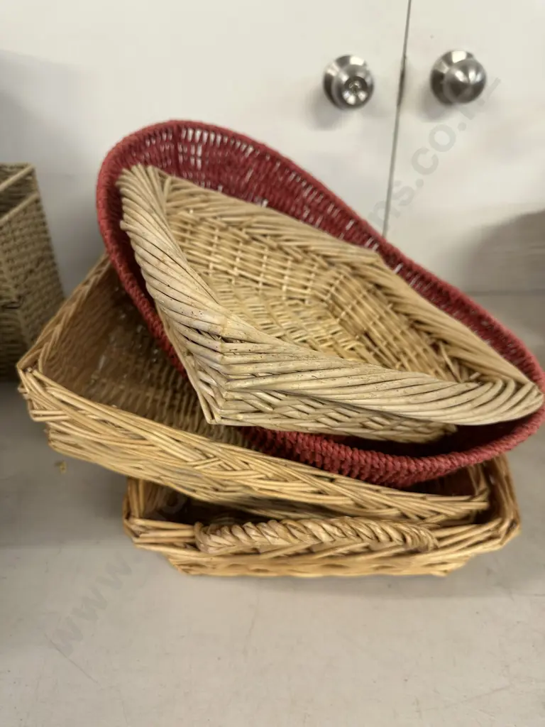 Assorted Cane Baskets x4 Image 1++