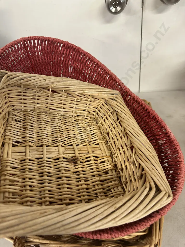 Assorted Cane Baskets x4 Image 1++