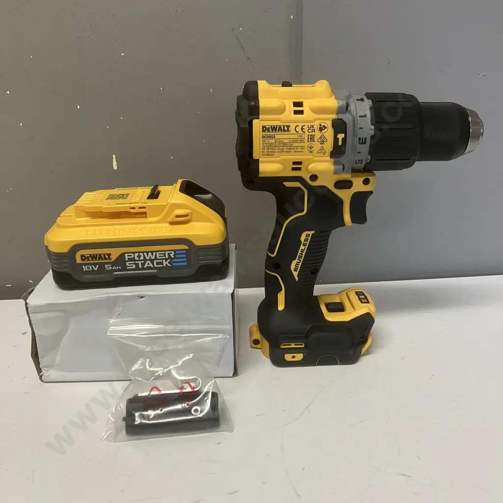 Dewalt DCD805 18V XR Brushless Hammer Drill Driver With 5AH PowerStack Battery DCBP518 (No Charger) Image 1++