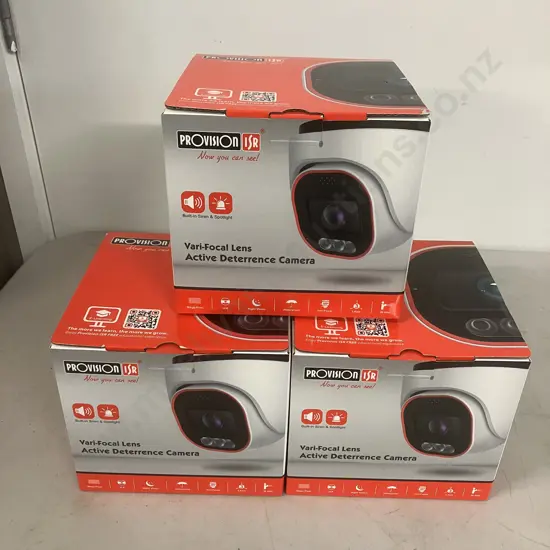 Three x Provision ISR DI-340AD-MVF 4MP Active Deterrence MVF Lens Dome/Turret Cameras  (May Be Leaking)