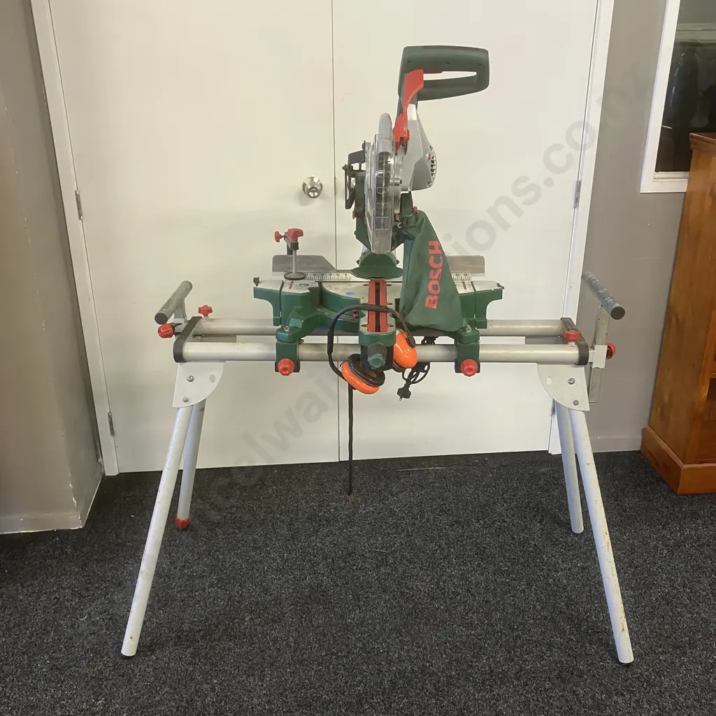 Bosch Sliding Compound Mitre Saw PCM1800 SD - 1800 Watt, 254mm With Bosch Mitre Saw Stand PTA 1 Image 1++
